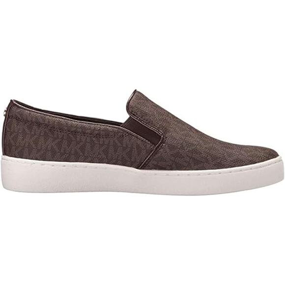 NWT Michael Kors Women's Keaton Slip-on Brown Mini MK Logo Coated-Size 8 - Picture 3 of 5